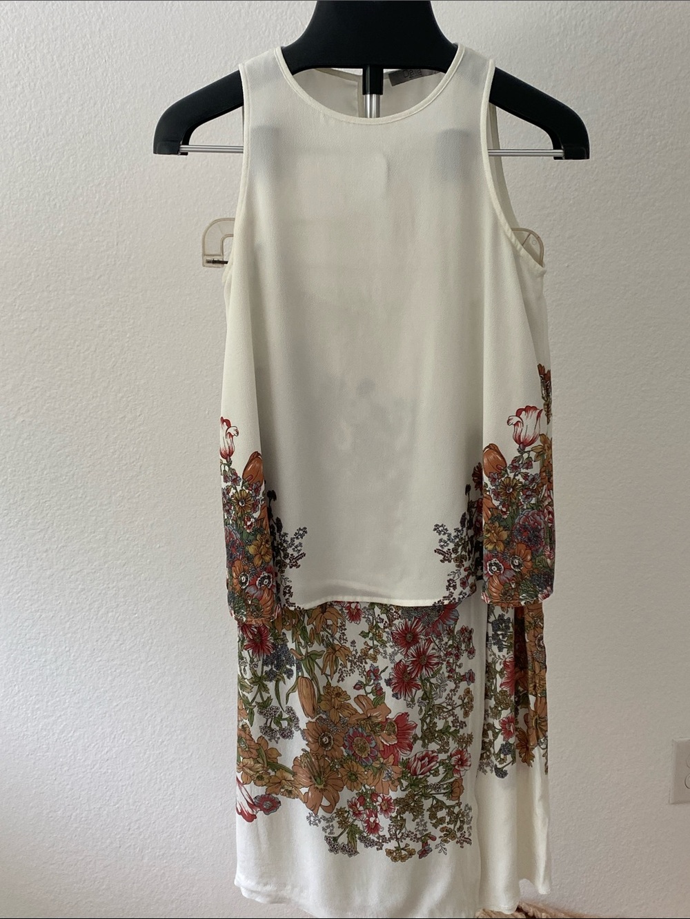 Cream Floral Tiered Sleeveless two piece set bottoms are culottes